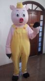 Personagem Vivo Porquinho Amarelo - Os 3 Porquinhos Mascote Fantasia Unidade